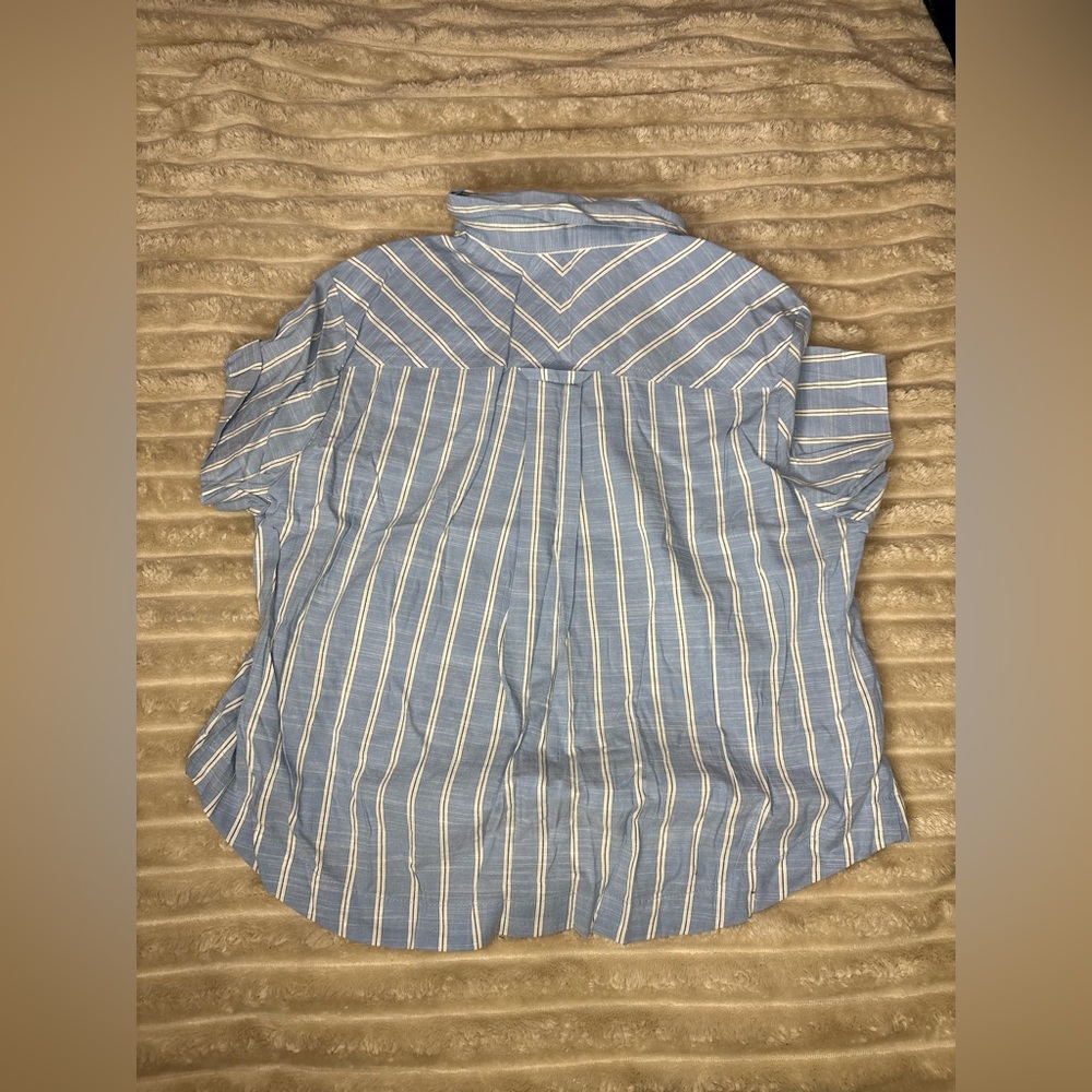 AUDEN striped Blue and White Striped Button-Up sleep Shirt - Picture 4 of 4